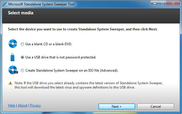 Microsoft standalone system sweeper