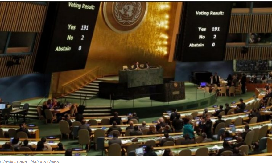 Vote a l onu sur la levee du blocus
